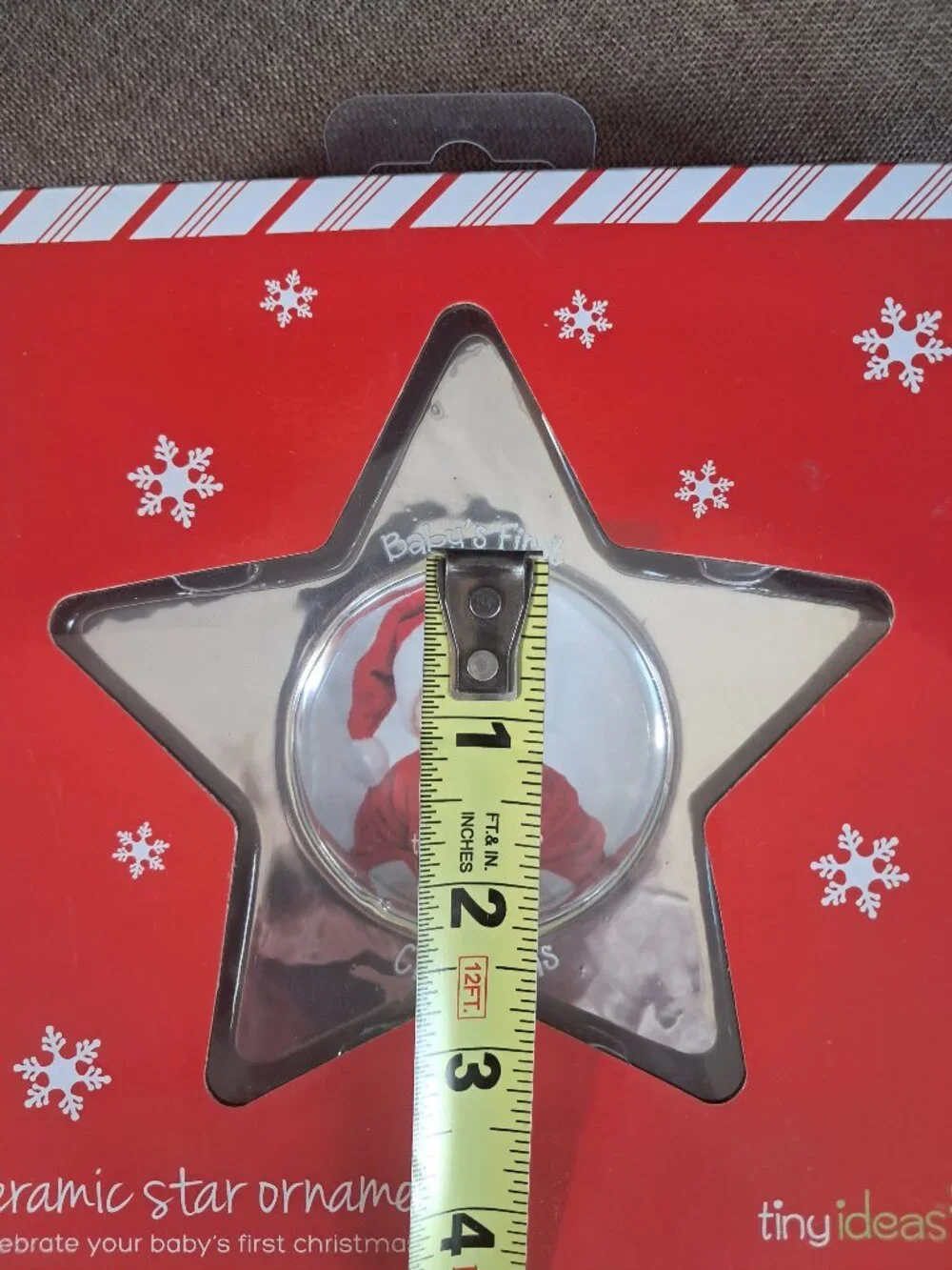 This Is A Packaged Tiny Ideas Baby's First Christmas Ceramic Star Ornament